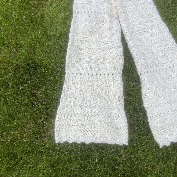 House of Harlow Cream Crochet Pant Elastic Boho Chic Beach Wide Leg NWT Medium - Picture 5 of 9